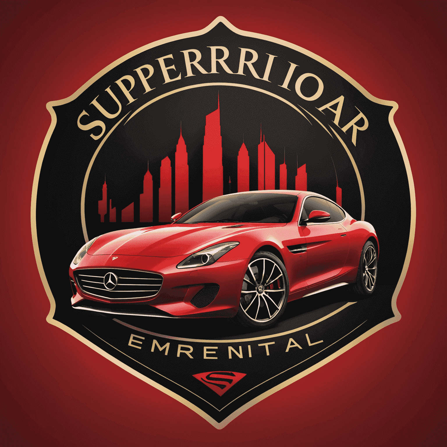 SuperiorScar Emirate Car Rental logo featuring a stylized luxury car silhouette in red and black