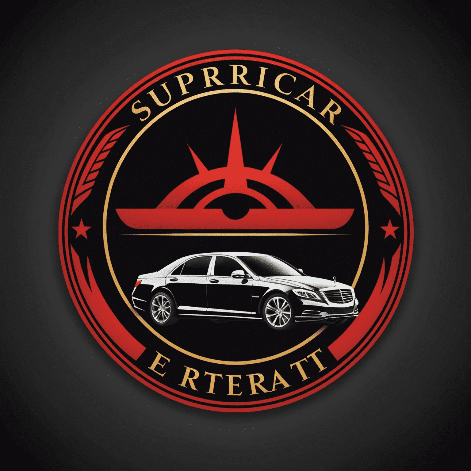 SuperiorScar Emirate Car Rental logo featuring a stylized luxury car silhouette in red and black