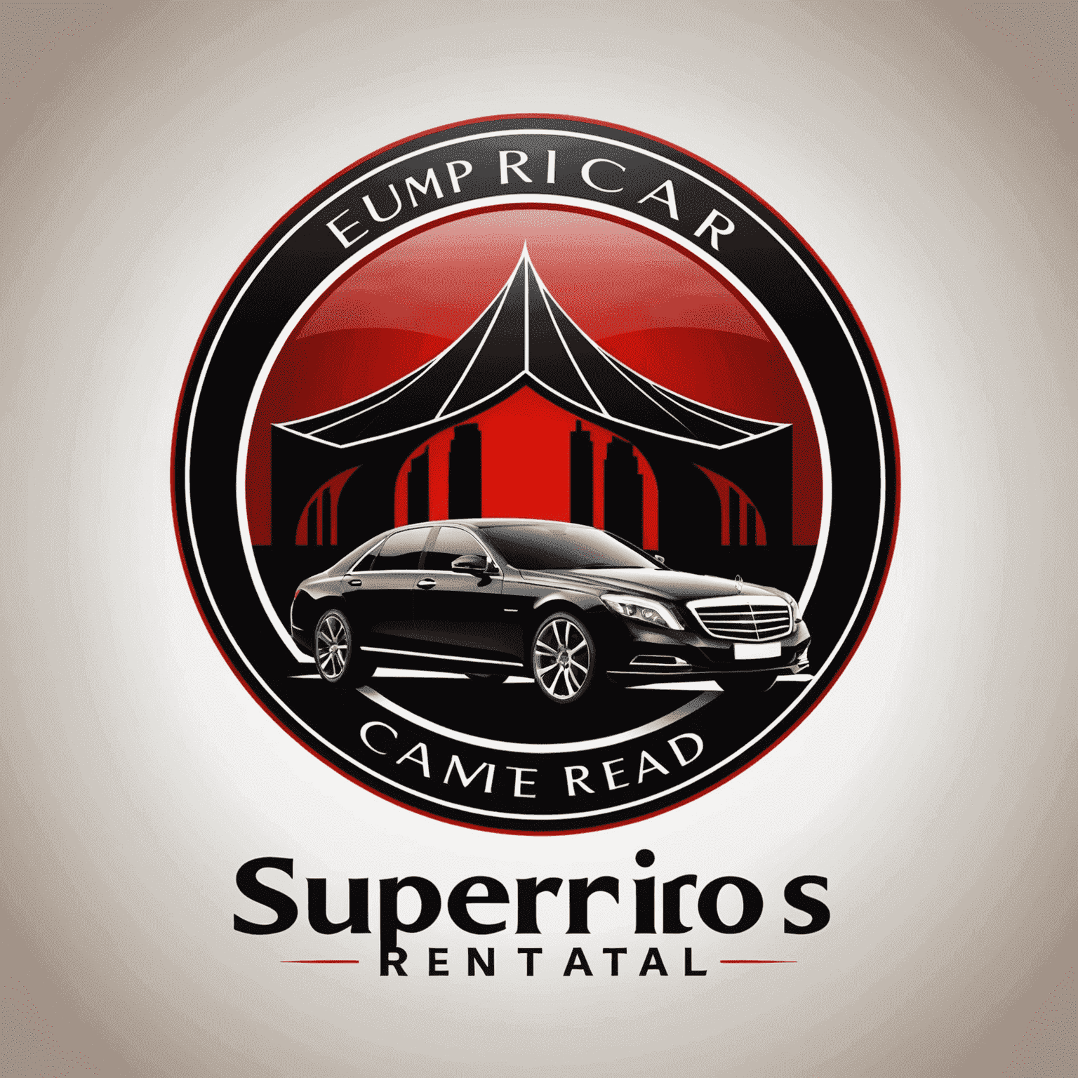 SuperiorScar Emirate Car Rental logo featuring a stylized luxury car silhouette in red and black