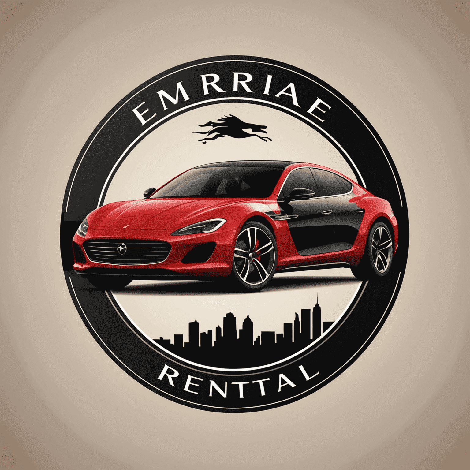 SuperiorScar Emirate Car Rental logo featuring a stylized luxury car silhouette in red and black