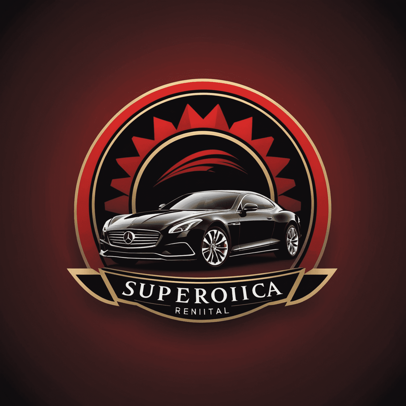 SuperiorScar Emirate Car Rental logo featuring a stylized luxury car silhouette in red and black