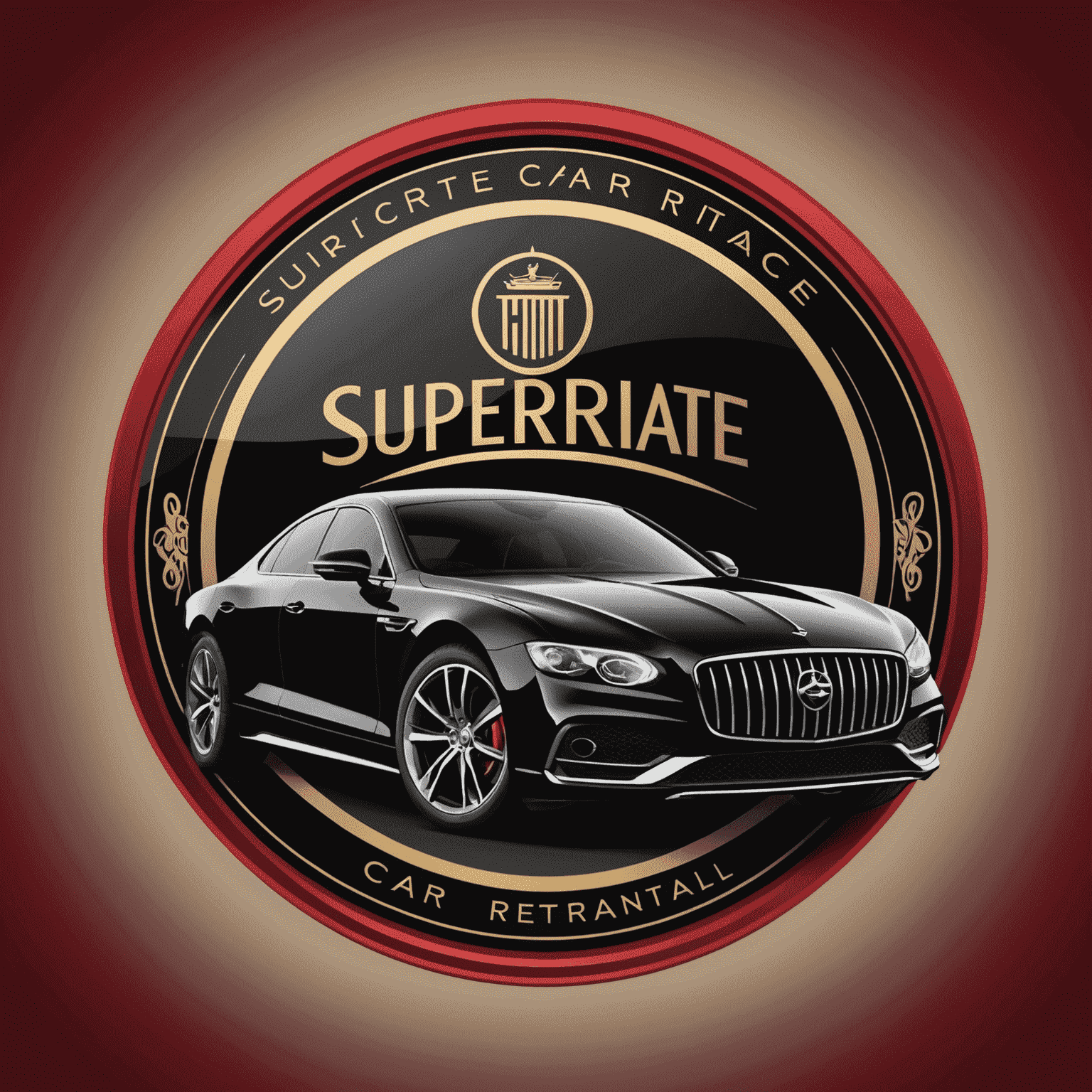 SuperiorScar Emirate Car Rental logo featuring a stylized luxury car silhouette in red and black