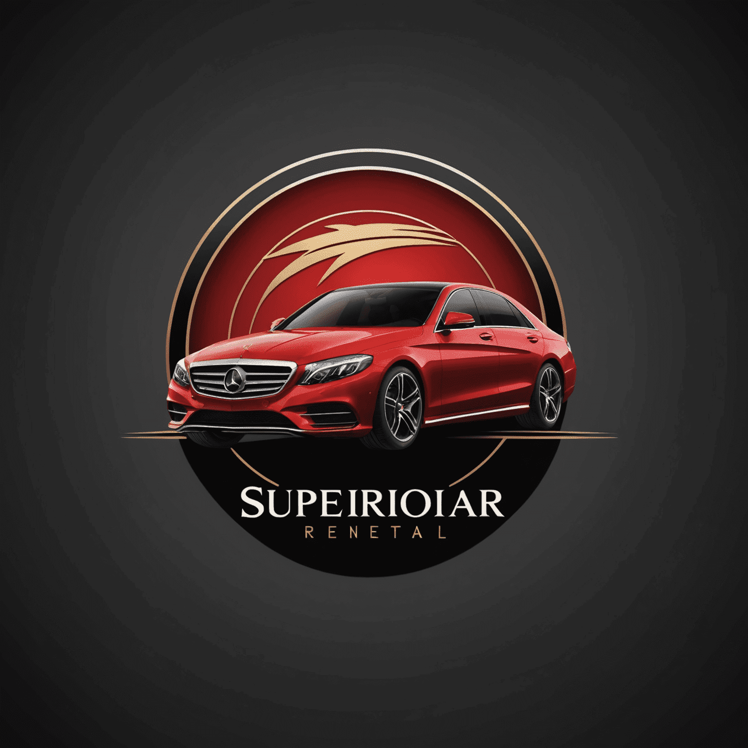 SuperiorScar Emirate Car Rental logo featuring a stylized luxury car silhouette in red and black