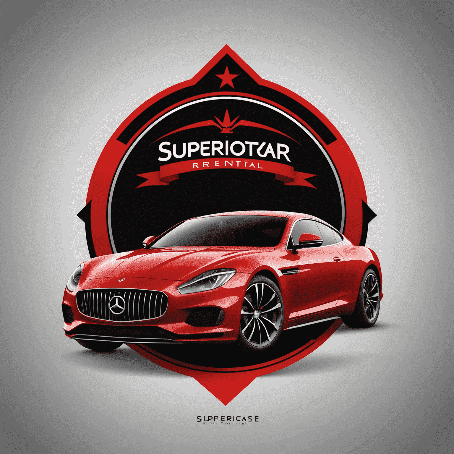 SuperiorScar Emirate Car Rental logo featuring a stylized luxury car silhouette in red and black