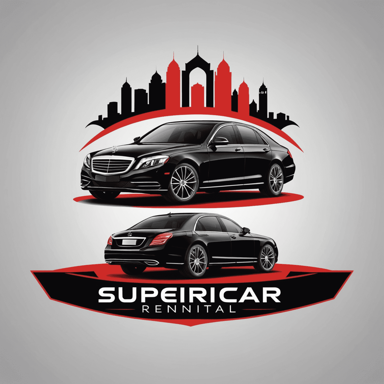 SuperiorScar Emirate Car Rental logo featuring a stylized luxury car silhouette in red and black